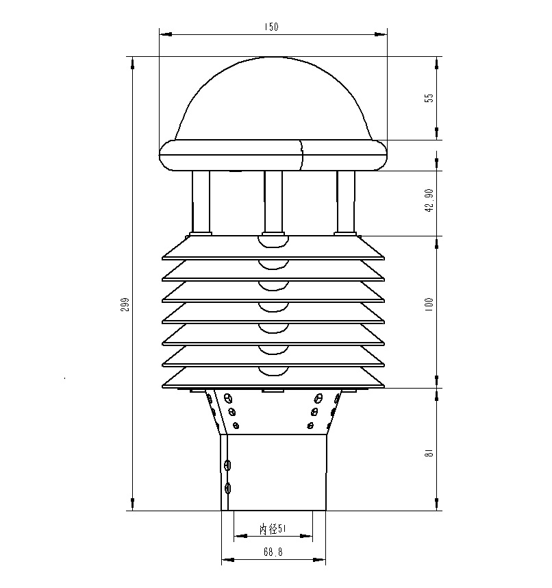 氣象環(huán)境監(jiān)測傳感器尺寸圖